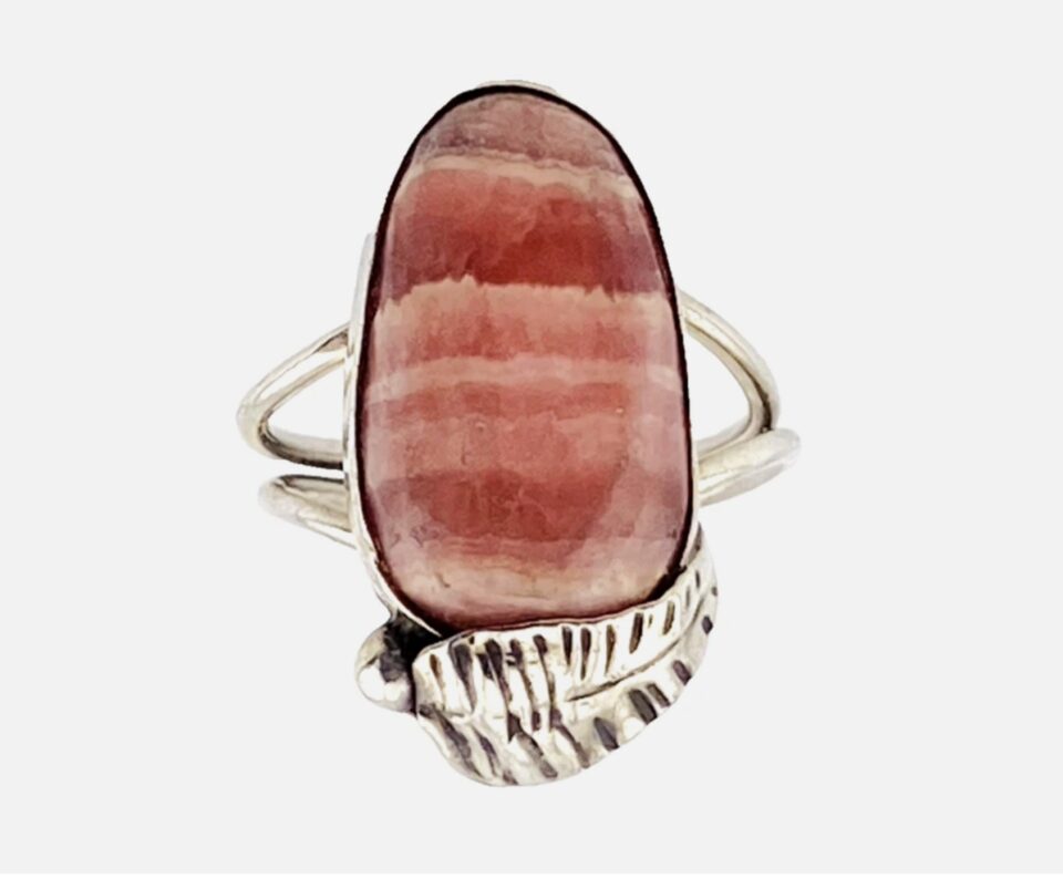 Pink Rhodochrosite Southwest Sterling Silver Ring – Size 7.25
