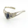 Native American Sterling Silver Feather Black Onyx Cuff Bracelet Signed J