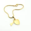 Gold Filled Heart & Key Charm Snake Chain Bracelet
