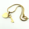 Gold Filled Heart & Key Charm Snake Chain Bracelet
