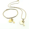 Gold Filled Heart & Key Charm Snake Chain Bracelet