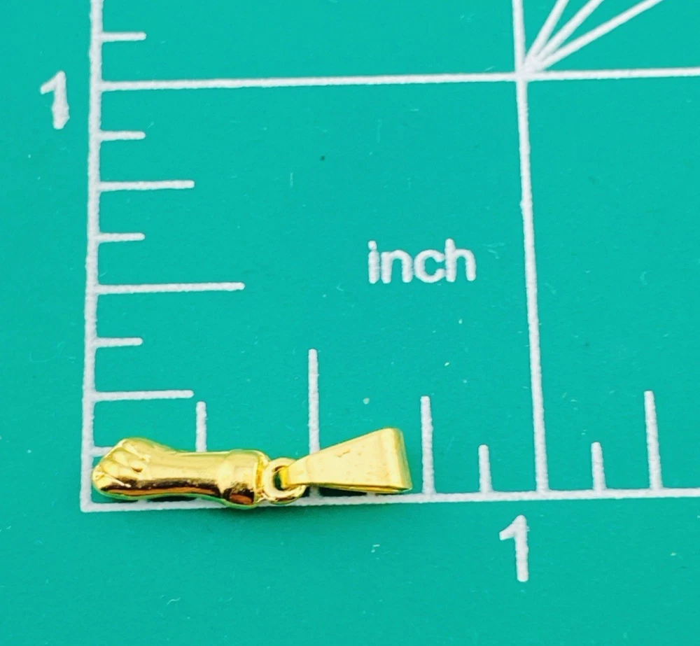 Small yellow gold-plated mano figa good luck pendant charm marked FERLON