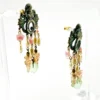 Baroque Cherub Chandelier Earrings with Glass Hearts and Pearls