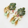 Baroque Cherub Chandelier Earrings with Glass Hearts and Pearls