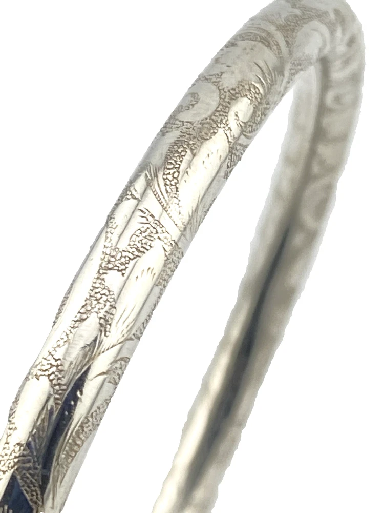 Vintage Joseph Pauser Germany Sterling Silver Engraved Bangle Bracelet Sz 7.5