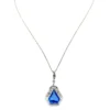 Art Deco shield-form lavalier necklace with cornflower-blue glass and clear paste stones