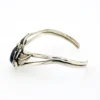 Native American Sterling Silver Feather Black Onyx Cuff Bracelet Signed J