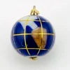 Dimensional blue enamel world globe pendant inlaid with gemstones and shell
