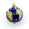 Dimensional blue enamel world globe pendant inlaid with gemstones and shell