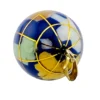 Dimensional blue enamel world globe pendant inlaid with gemstones and shell