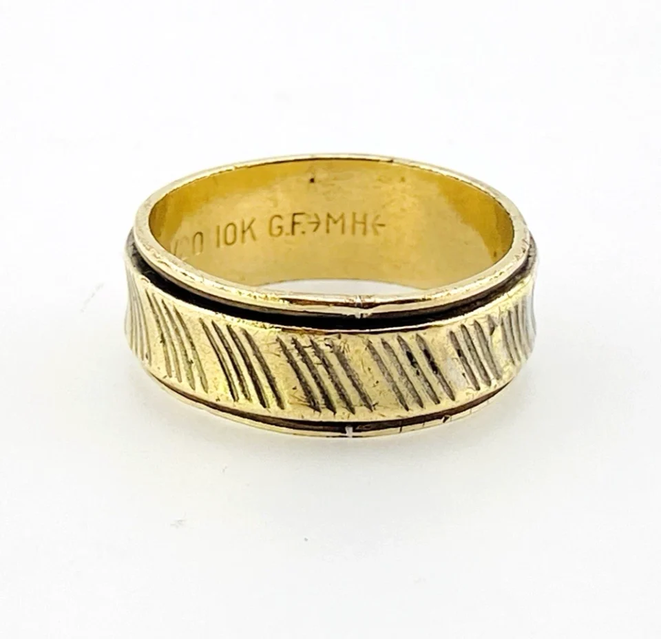 McGrath-Hamin Gold Filled Black Enamel Wide Band Ring