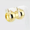 Wide polished 14K yellow gold Italian huggie hoop earrings with hinged posts