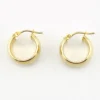 Wide polished 14K yellow gold Italian huggie hoop earrings with hinged posts