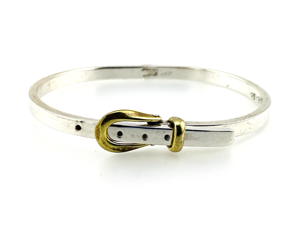 Mexican Two-Tone Sterling Silver Buckle Bracelet