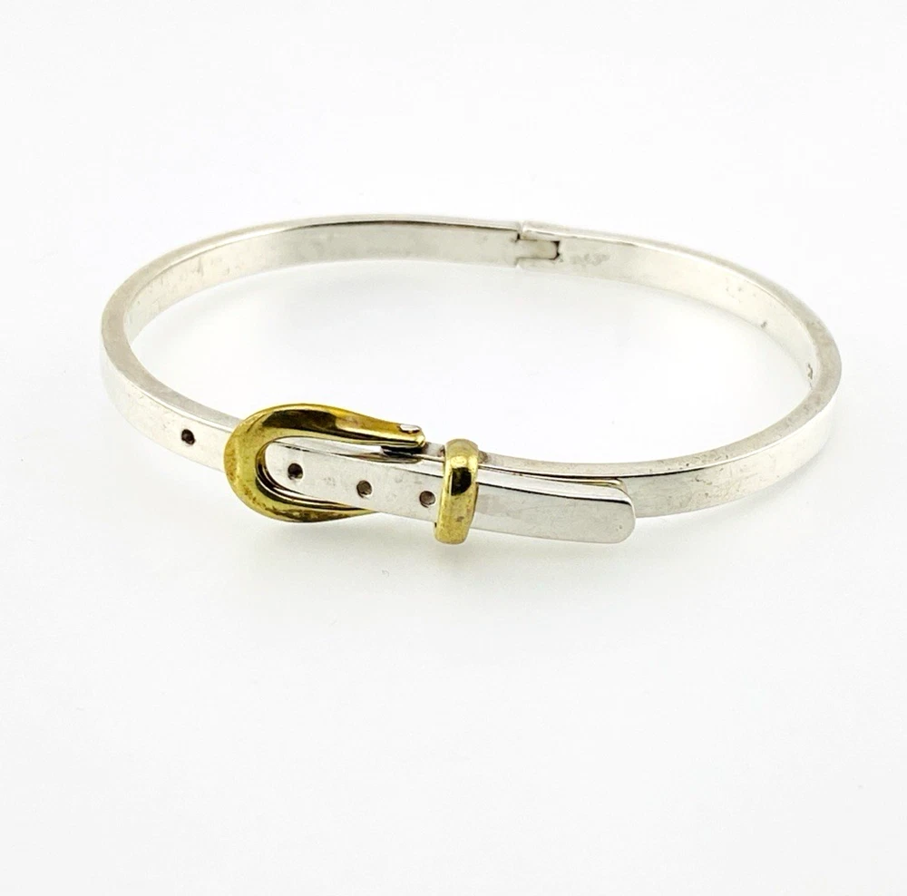 Mexican Two-Tone Sterling Silver Buckle Bracelet