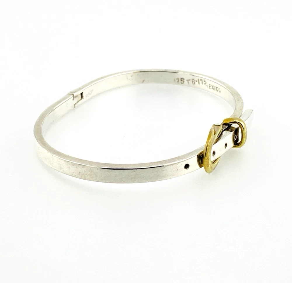 Mexican Two-Tone Sterling Silver Buckle Bracelet