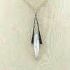 Vintage Modernist sterling silver arrowhead pendant necklace with marquise larimar, artist signed JR