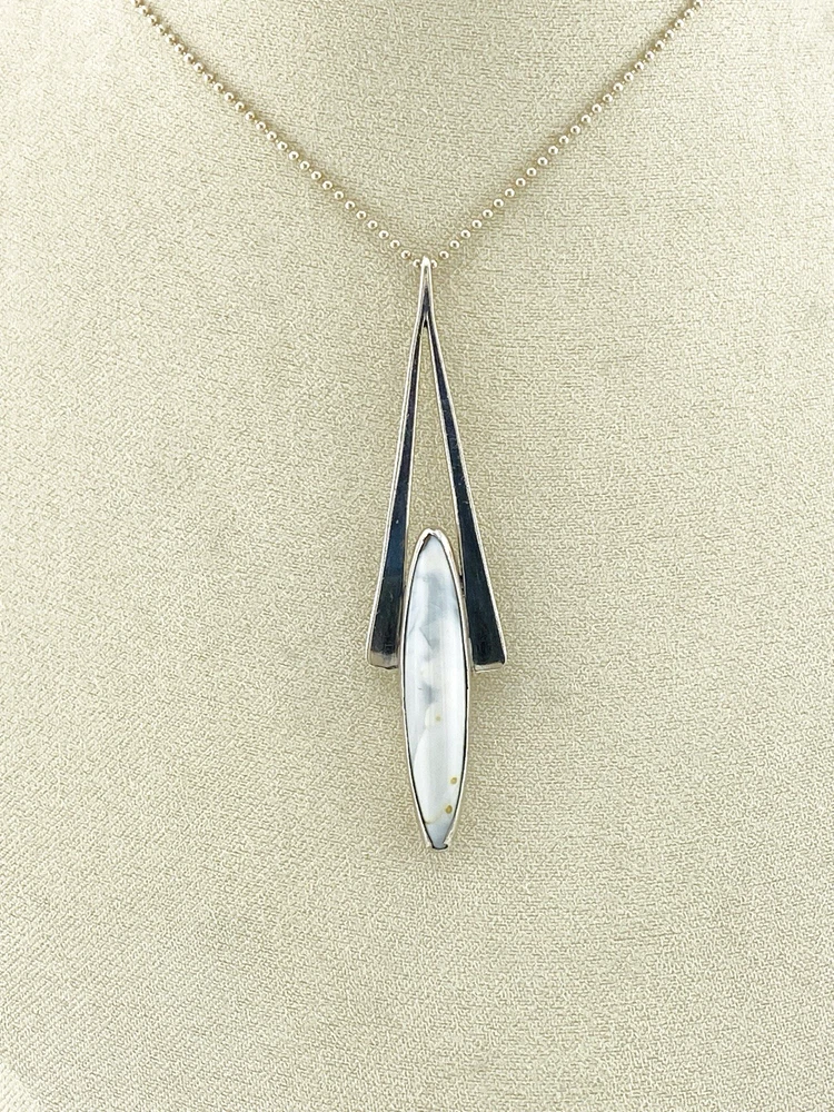Modernist Sterling Silver Larimar Arrowhead Pendant Necklace