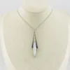 Vintage Modernist sterling silver arrowhead pendant necklace with marquise larimar, artist signed JR