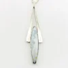 Vintage Modernist sterling silver arrowhead pendant necklace with marquise larimar, artist signed JR