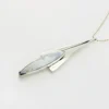 Vintage Modernist sterling silver arrowhead pendant necklace with marquise larimar, artist signed JR