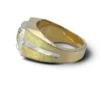 Vintage ESPO two-tone gold-filled men's ring with flush-set colorless sapphire and architectural square bezel