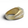 Vintage ESPO two-tone gold-filled men's ring with flush-set colorless sapphire and architectural square bezel