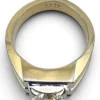 Vintage ESPO two-tone gold-filled men's ring with flush-set colorless sapphire and architectural square bezel