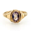 Vintage McGrath-Hamin rolled gold plate signet ring with oval lavender glass