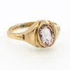 Vintage McGrath-Hamin rolled gold plate signet ring with oval lavender glass