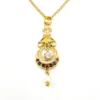 Antique Edwardian solid 9K gold lavaliere pendant with a diamond simulant center, natural baroque pearl drop, and later 12K gold filled chain.