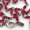 Ruby bead conversion necklace with Victorian mother-of-pearl cornucopia, garnet and antique paste ornament
