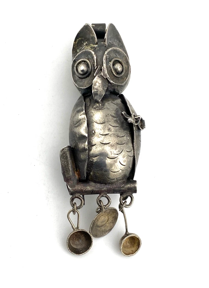 Vintage Guatemalan Sterling Silver Owl Guardapelo Locket Pendant