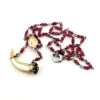 Ruby bead conversion necklace with Victorian mother-of-pearl cornucopia, garnet and antique paste ornament