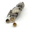 Vintage Guatemalan sterling silver owl guardapelo locket with opening body and three dangling household vessels