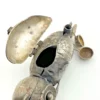 Vintage Guatemalan sterling silver owl guardapelo locket with opening body and three dangling household vessels