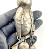 Vintage Guatemalan sterling silver owl guardapelo locket with opening body and three dangling household vessels