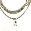Vintage 63-inch sterling silver curb-link long guard chain with dog clip arranged in three graduated layers