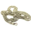 Vintage 63-inch sterling silver curb-link long guard chain with dog clip arranged in three graduated layers
