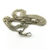 Vintage 63-inch sterling silver curb-link long guard chain with dog clip arranged in three graduated layers