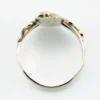 Vintage size 9.75 Southwestern sterling silver ring with teardrop turquoise, engraved leaf, scrolls, and sunburst-stamped silver drop