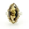 Vintage Sanches Mexican sterling silver ring with large marquise-cut smoky quartz in a sculptural open setting