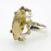 Vintage Sanches Mexican sterling silver ring with large marquise-cut smoky quartz in a sculptural open setting