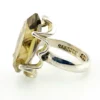 Vintage Sanches Mexican sterling silver ring with large marquise-cut smoky quartz in a sculptural open setting