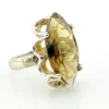 Vintage Sanches Mexican sterling silver ring with large marquise-cut smoky quartz in a sculptural open setting