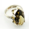 Vintage Sanches Mexican sterling silver ring with large marquise-cut smoky quartz in a sculptural open setting