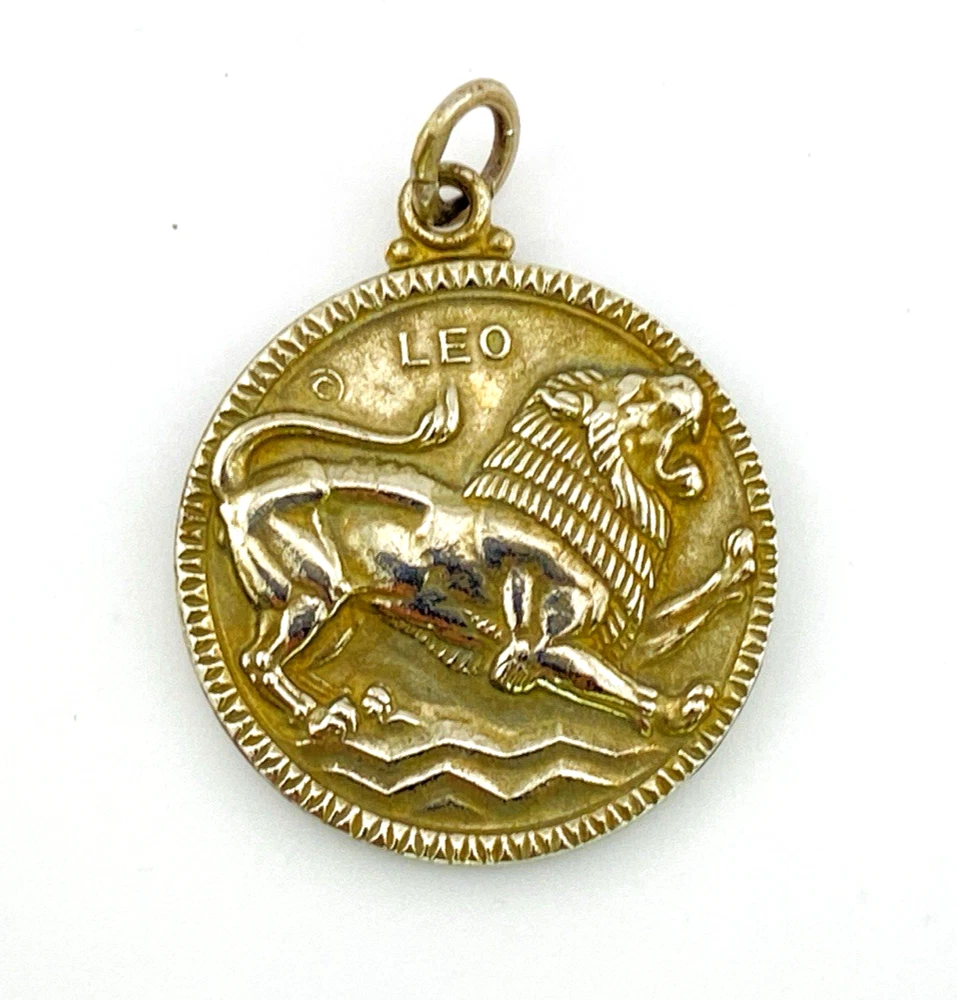 Vintage 1960s Victorian Revival Leo Lion Zodiac Medal Pendant MACO NY