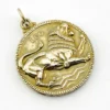 Vintage Medallic Art Co. silver-plated Leo zodiac medal pendant with a roaring lion in deep sculptural relief