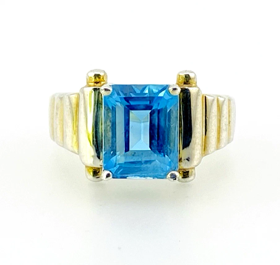 Architectural Blue Topaz Sterling Silver Ring