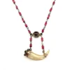 Ruby bead conversion necklace with Victorian mother-of-pearl cornucopia, garnet and antique paste ornament